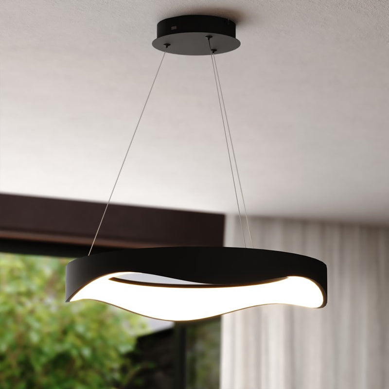 Vaxcel Bowen 20.5"W LED Chandelier, Textured Black/White