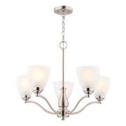 Vaxcel Bellwood 24.5" 5 Light Chandelier, Satin Nickel/White - H0312