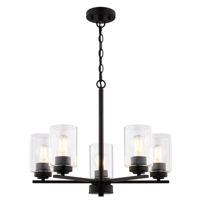 Vaxcel Park Ridge 21"W 5 Light Chandelier, Matte Black/Clear - H0313
