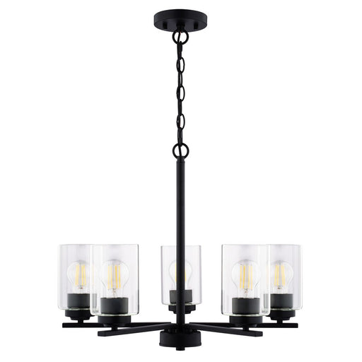 Vaxcel Park Ridge 21"W 5 Light Chandelier, Matte Black/Clear