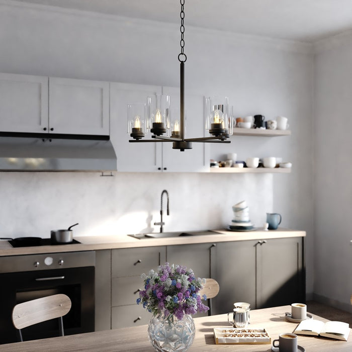 Vaxcel Park Ridge 21"W 5 Light Chandelier, Matte Black/Clear