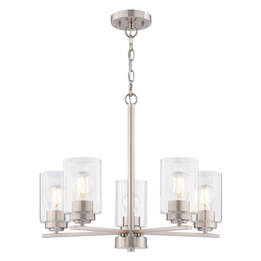 Vaxcel Park Ridge 21"W 5 Light Chandelier, Satin Nickel/Clear - H0314