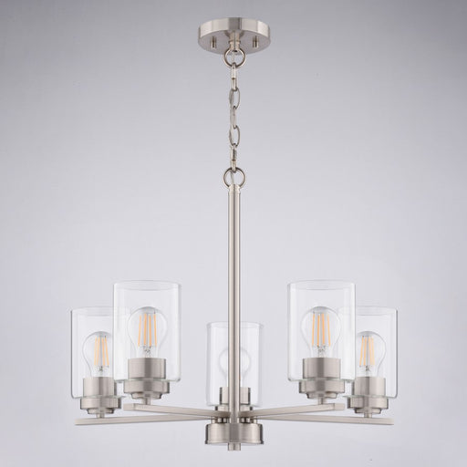 Vaxcel Park Ridge 21"W 5 Light Chandelier, Satin Nickel/Clear