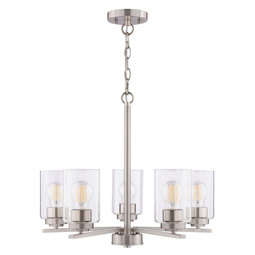 Vaxcel Park Ridge 21"W 5 Light Chandelier, Satin Nickel/Clear
