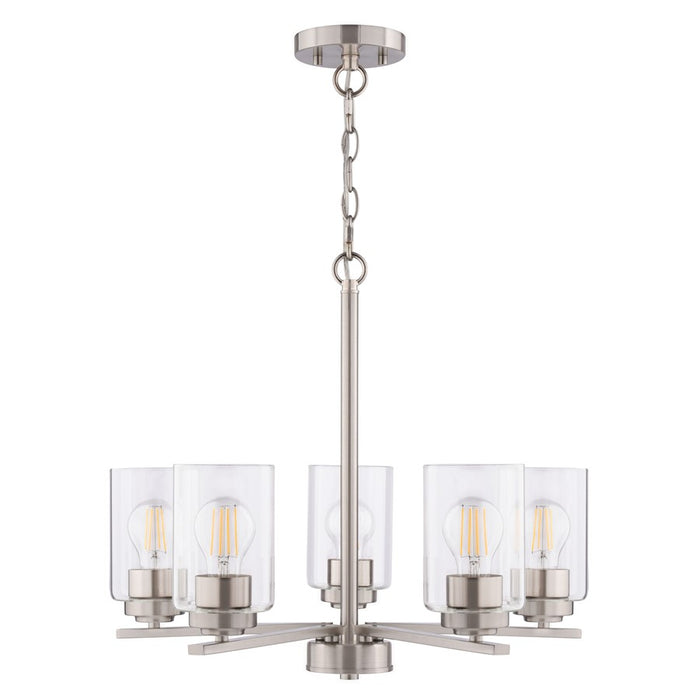 Vaxcel Park Ridge 21"W 5 Light Chandelier, Satin Nickel/Clear