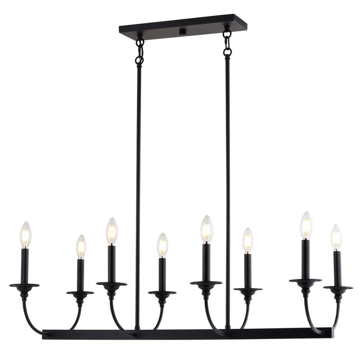Vaxcel Durham 36"W 8 Light Linear Chandelier, Matte Black/No Shade - H0315
