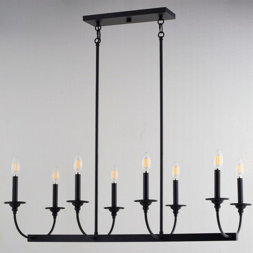 Vaxcel Durham 36"W 8 Light Linear Chandelier, Matte Black/No Shade