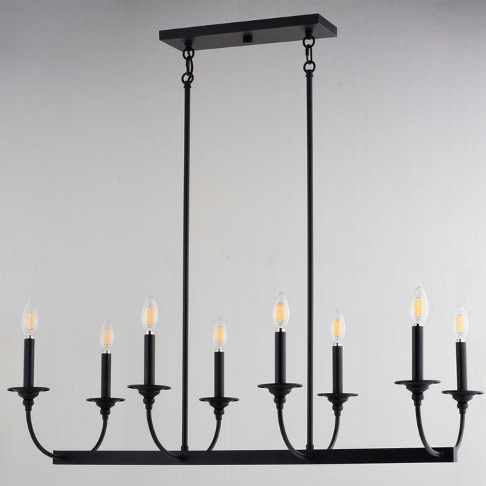 Vaxcel Durham 36"W 8 Light Linear Chandelier, Matte Black/No Shade
