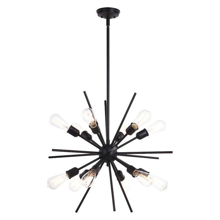 Vaxcel Estelle 12 Light 27.5" Pendant, Matte Black