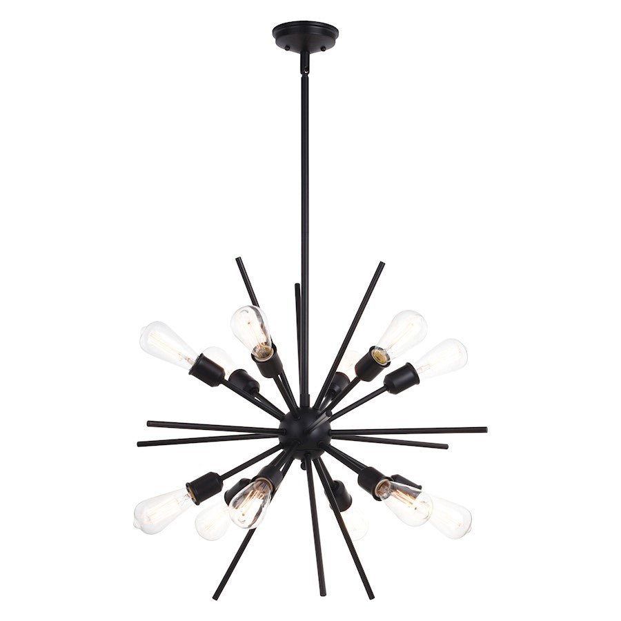 Vaxcel Estelle 12 Light 27.5" Pendant, Matte Black