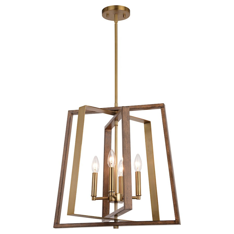 Vaxcel Dunning 4 Light 20" Pendant, Natural Brass/Burnished Chestnut