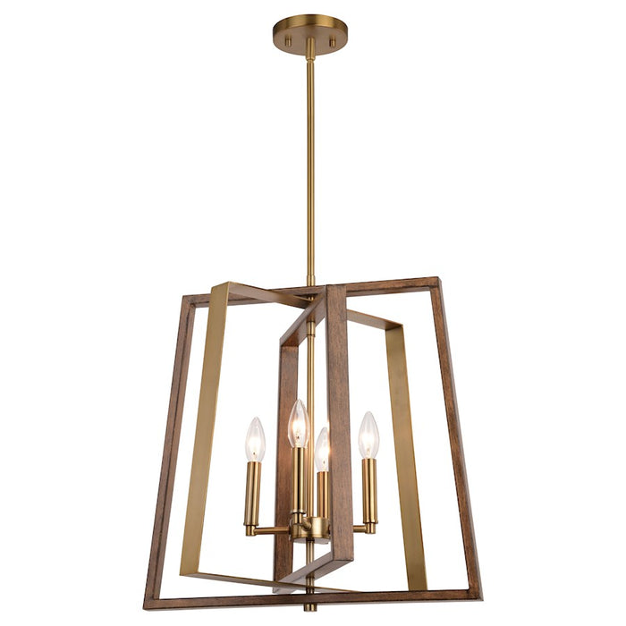 Vaxcel Dunning 4 Light 20" Pendant, Natural Brass/Burnished Chestnut