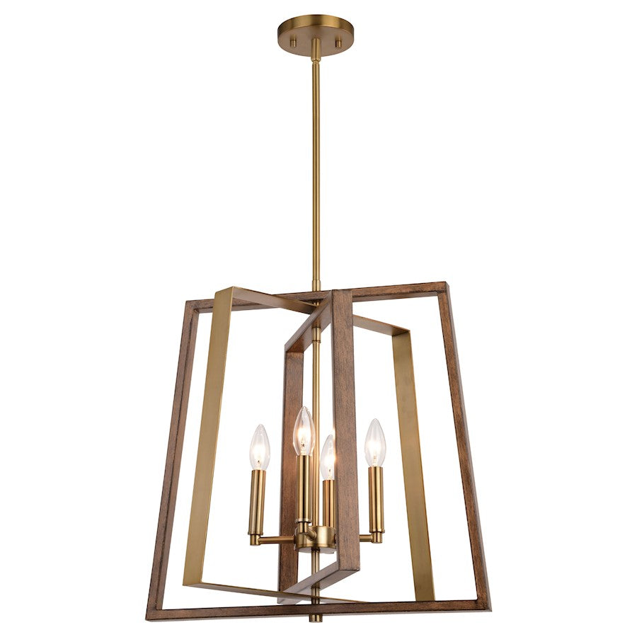 Vaxcel Dunning 4 Light 20" Pendant, Natural Brass/Burnished Chestnut