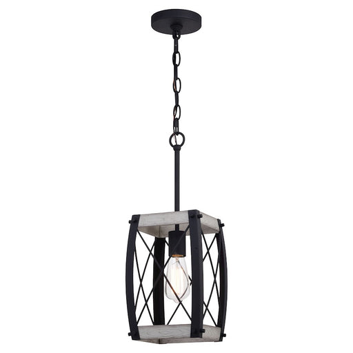 Vaxcel Montclare 1 Light 7.5" Mini Pendant, Textured Black/White Ash