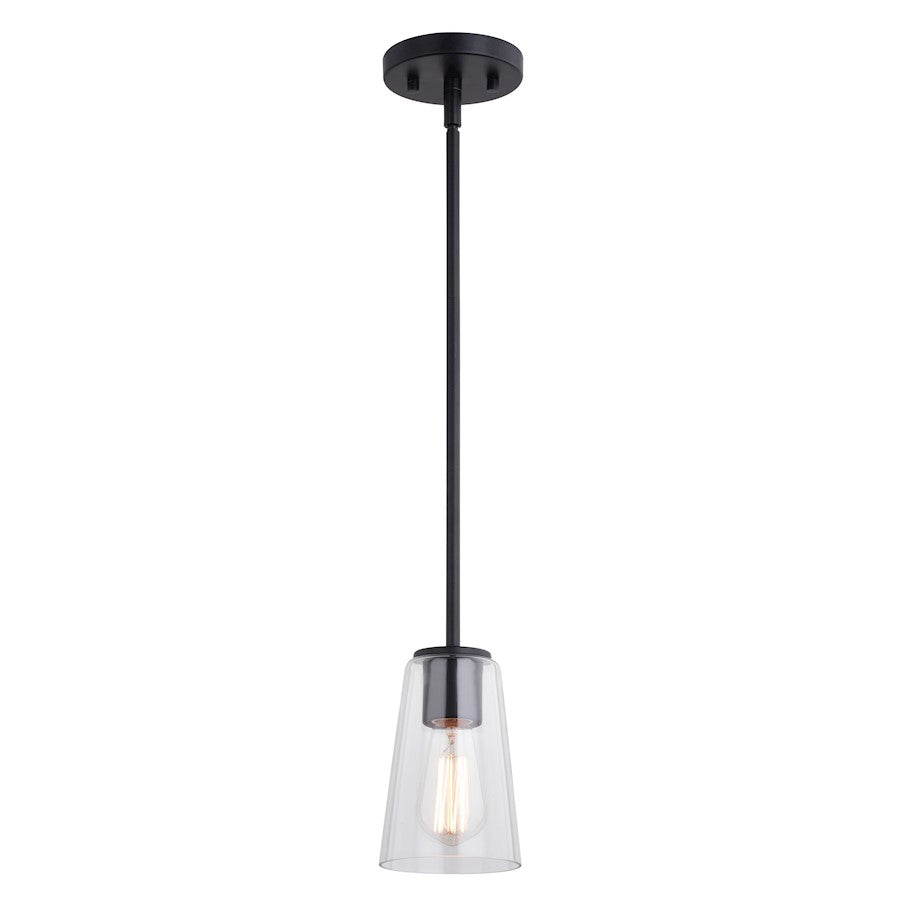 Vaxcel Beverly 4.5" 1 Light Mini Pendant, Matte Black - P0396