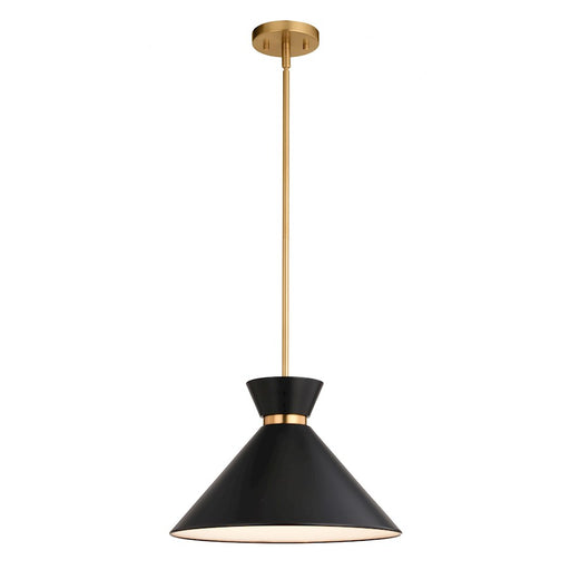 Vaxcel Racine 15" 1 Light Pendant, Matte Black/Natural Brass - P0398