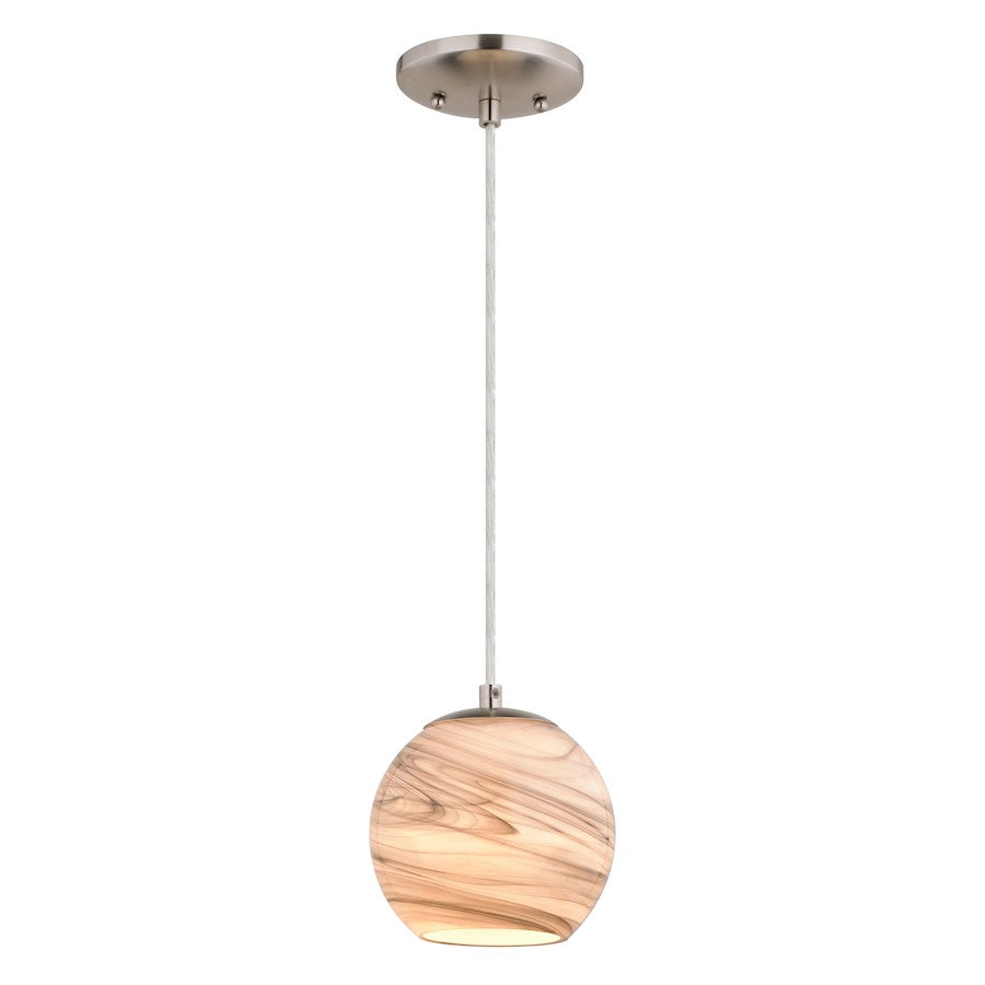 Vaxcel Milano 6.25" Mini Pendant, Marble Swirl Satin Nickel - P0408