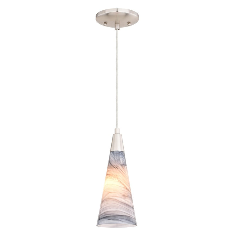 Vaxcel Milano 4.25" Mini Pendant, Marble Swirl Satin Nickel - P0410