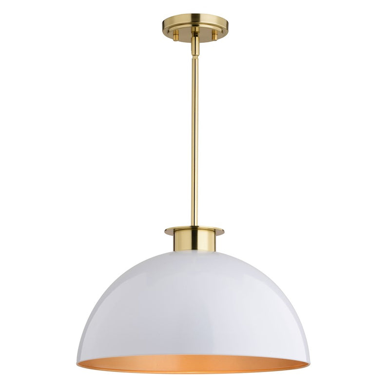 Vaxcel Devon 16" Pendant, Glossy White/Satin Brass - P0411