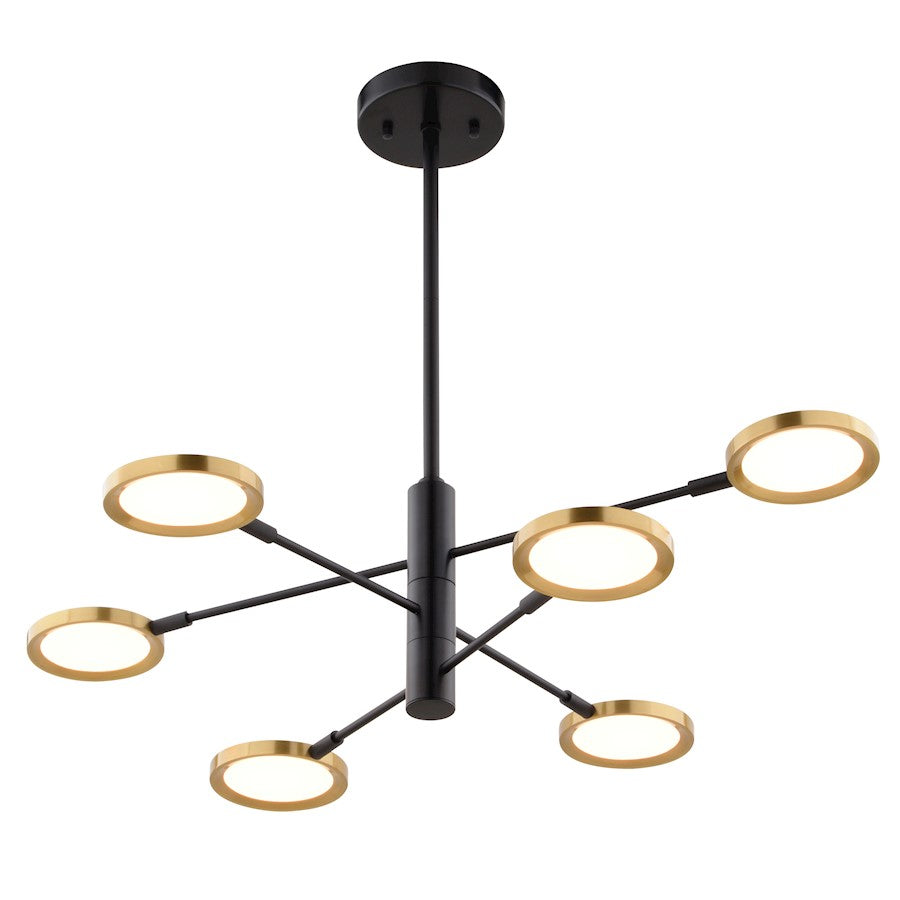 Vaxcel Cullerto 34.75" 6 Light LED Pendant, Matte Black/Antique Gold - P0424