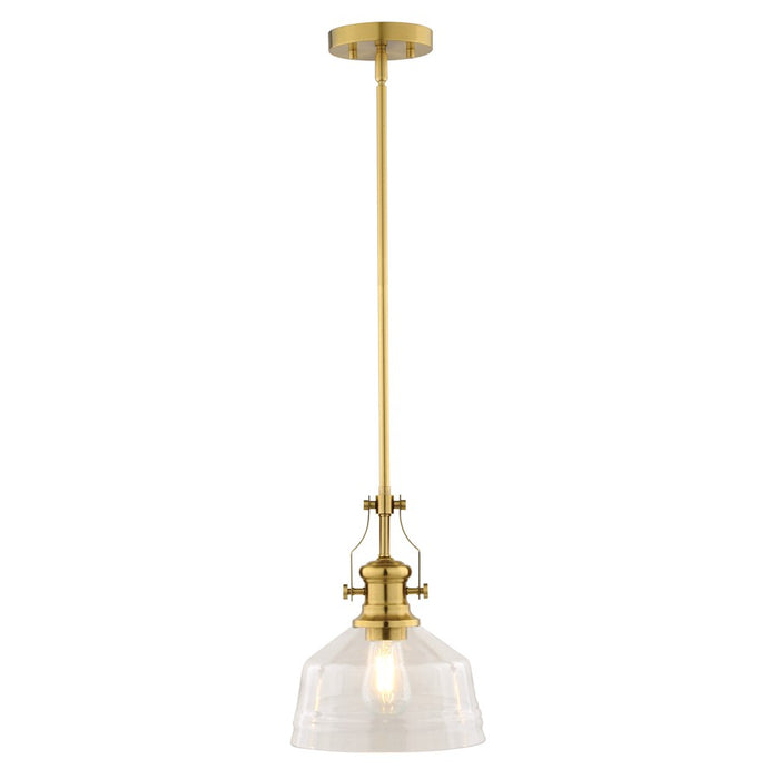 Vaxcel Beloit 1 Light 9"W Mini Pendant, Brushed Gold/Clear Glass - P0429