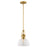 Vaxcel Beloit 1 Light 9"W Mini Pendant, Brushed Gold/Clear Glass