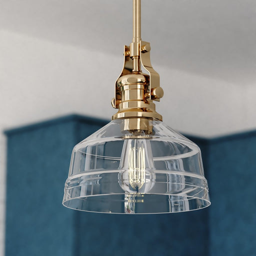 Vaxcel Beloit 1 Light 9"W Mini Pendant, Brushed Gold/Clear Glass