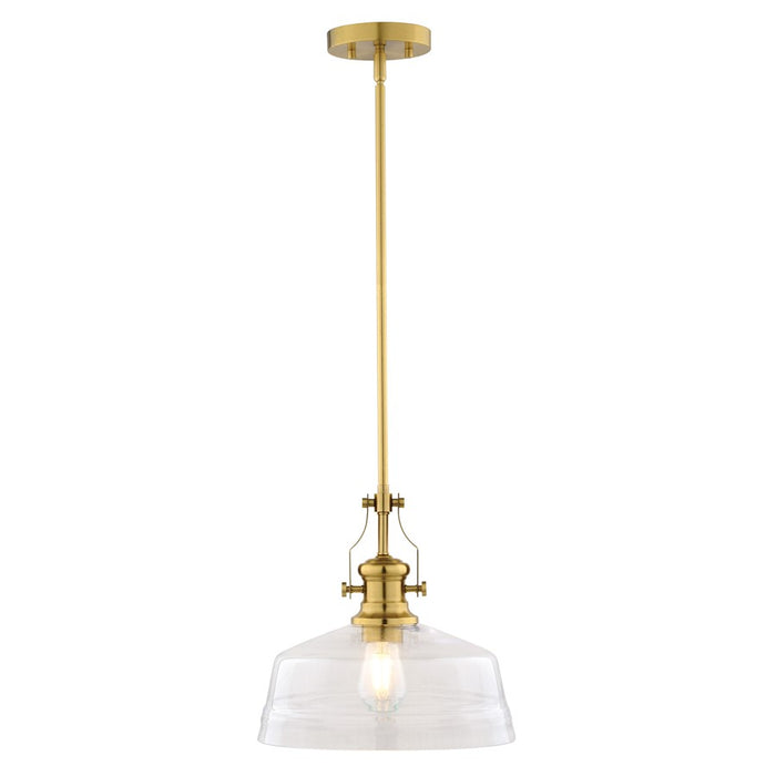 Vaxcel Beloit 1 Light 12"W Pendant, Brushed Gold/Clear Glass - P0430