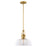 Vaxcel Beloit 1 Light 12"W Pendant, Brushed Gold/Clear Glass