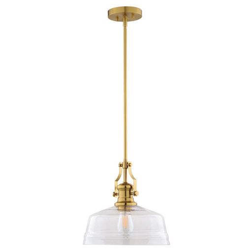 Vaxcel Beloit 1 Light 12"W Pendant, Brushed Gold/Clear Glass