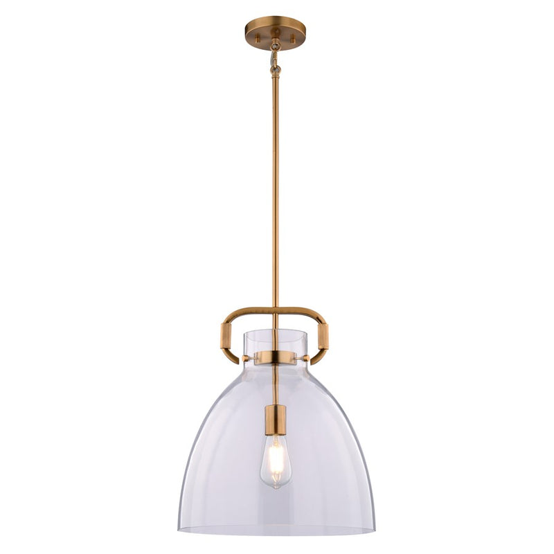 Vaxcel Madrona 1 Light 14"W Pendant, Muted Brass/Clear Glass - P0431