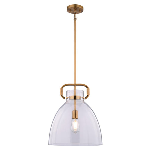 Vaxcel Madrona 1 Light 14"W Pendant, Muted Brass/Clear Glass - P0431