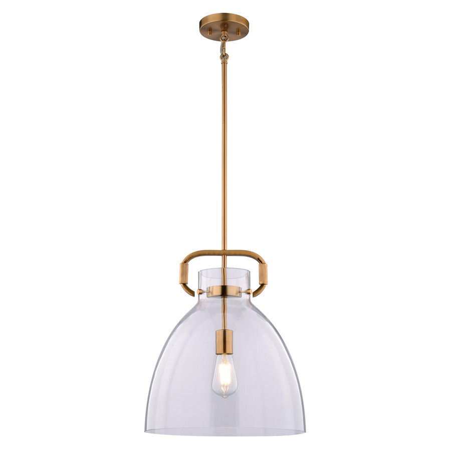 Vaxcel Madrona 1 Light 14"W Pendant, Muted Brass/Clear Glass - P0431