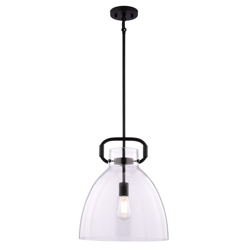 Vaxcel Madrona 1 Light 14"W Pendant, Black/Clear Glass - P0432