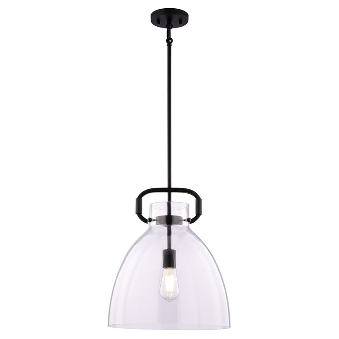 Vaxcel Madrona 1 Light 14"W Pendant, Black/Clear Glass - P0432