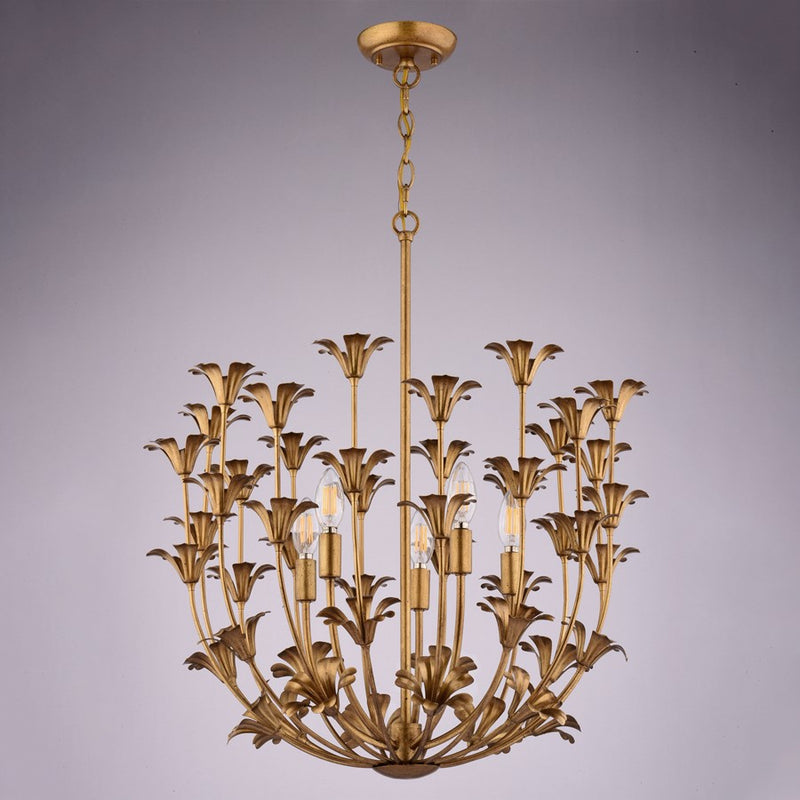 Vaxcel Camellia 23.5"W 5 Light Pendant, Gilded Gold/Gold
