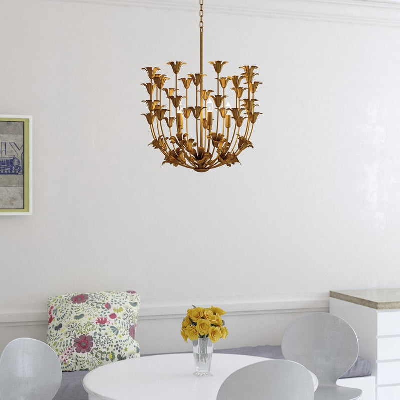 Vaxcel Camellia 23.5"W 5 Light Pendant, Gilded Gold/Gold
