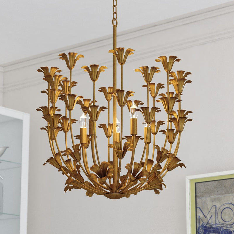 Vaxcel Camellia 23.5"W 5 Light Pendant, Gilded Gold/Gold