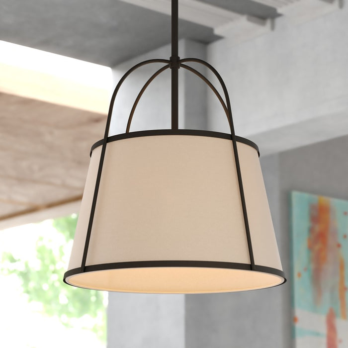 Vaxcel Marion 15" 1 Light Pendant, Matte Black/Clear