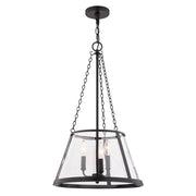 Vaxcel Rochester 16" 3 Light Pendant, Matte Black/Clear - P0437