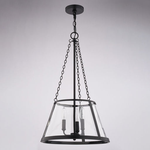 Vaxcel Rochester 16" 3 Light Pendant, Matte Black/Clear