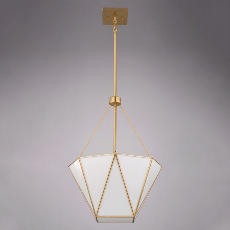 Vaxcel Burnett 16"W 3 Light Pendant, Muted Brass/White