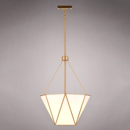 Vaxcel Burnett 16"W 3 Light Pendant, Muted Brass/White