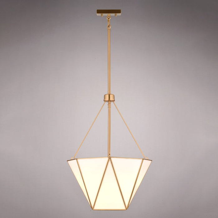 Vaxcel Burnett 16"W 3 Light Pendant, Muted Brass/White