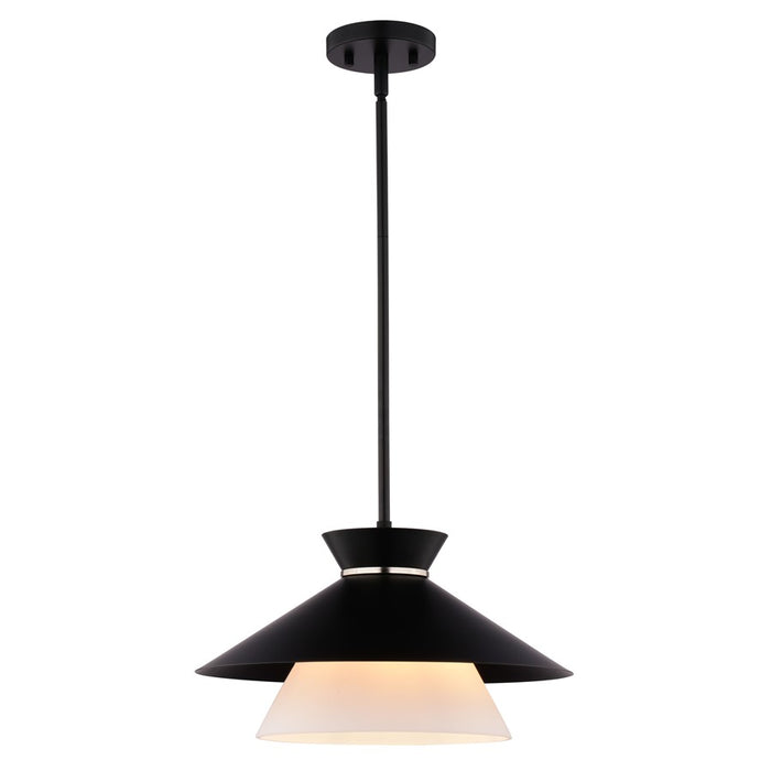 Vaxcel Loomis 15" 1 Light Pendant, Matte Black/White - P0440