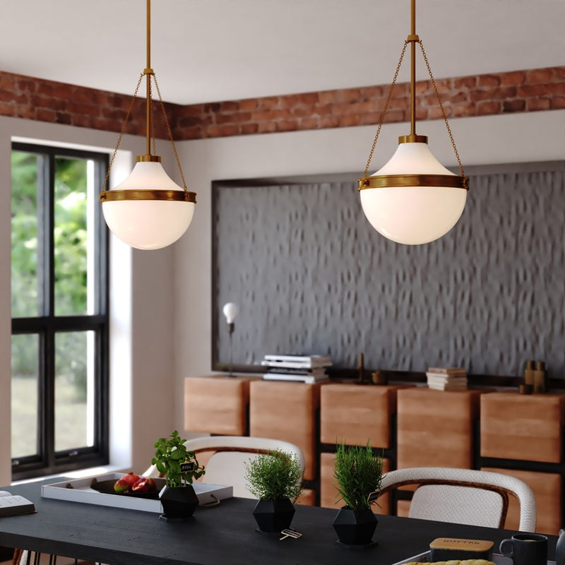 Vaxcel Lincoln 12.75" 1 Lt Pendant, Muted Brass
