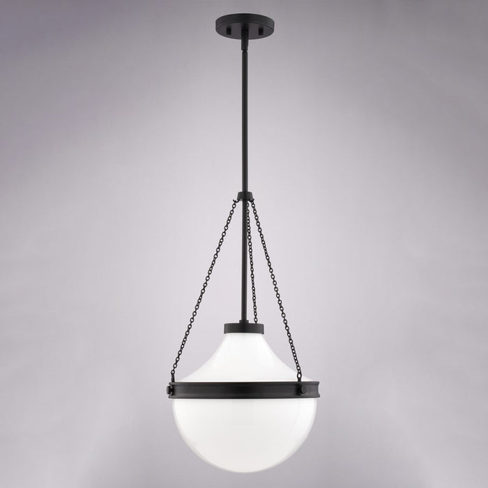 Vaxcel Lincoln 12.75" 1 Lt Pendant, Matte Black