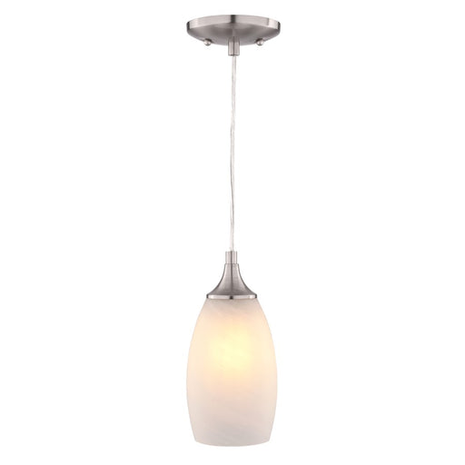 Vaxcel Milano 4.75" 1 Lt Mini Pendant Alabaster Glass, Satin Nickel - P0450