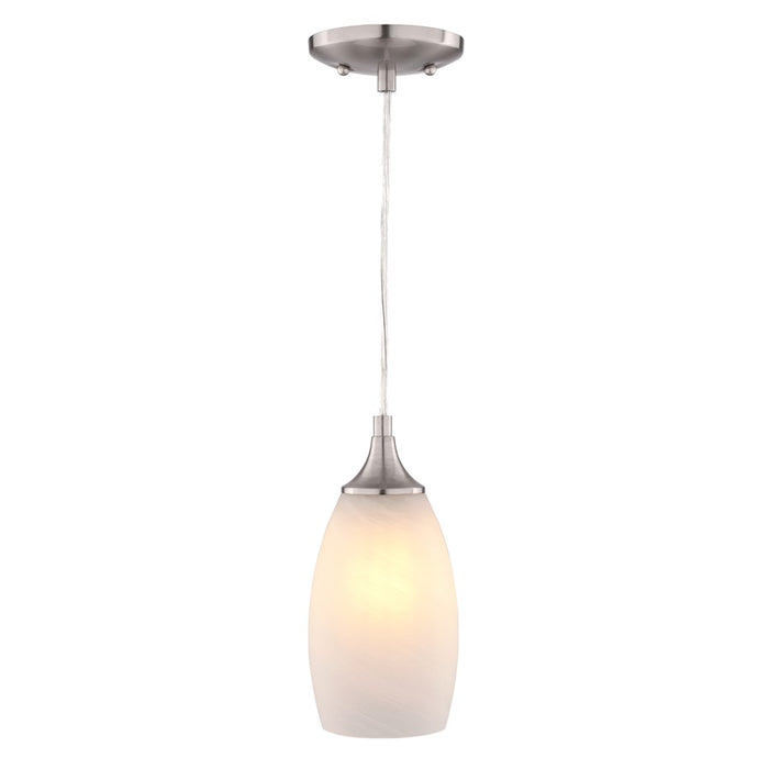 Vaxcel Milano 4.75" 1 Lt Mini Pendant Alabaster Glass, Satin Nickel - P0450