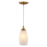 Vaxcel Milano 4.75" 1 Lt Mini Pendant Alabaster Glass/Muted Brass - P0451